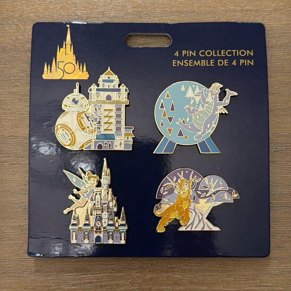 WDW 50th Anniversary Parks Icon Limited Release 4 Pin Collection